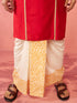 Mens Red Zardozi Kurta Cream Dhoti Set